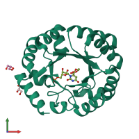 PDB entry 3wk2 coloured by chain, front view.