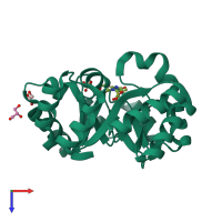PDB entry 3wk2 coloured by chain, top view.