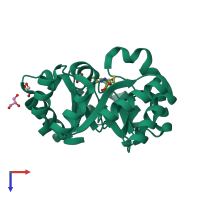 PDB entry 3wk3 coloured by chain, top view.