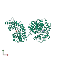 PDB entry 3wk6 coloured by chain, front view.