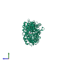 PDB entry 3wk6 coloured by chain, side view.