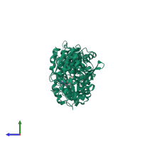 PDB entry 3wk8 coloured by chain, side view.