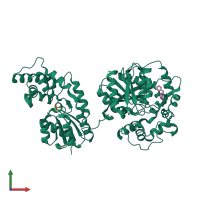 PDB entry 3wkb coloured by chain, front view.