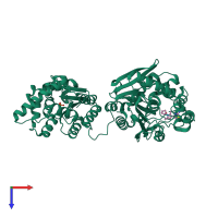 PDB entry 3wkc coloured by chain, top view.
