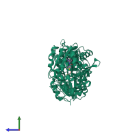 PDB entry 3wkd coloured by chain, side view.