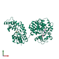 PDB entry 3wke coloured by chain, front view.