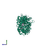 PDB entry 3wke coloured by chain, side view.