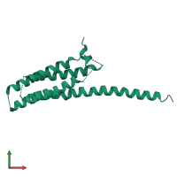 PDB entry 3wkv coloured by chain, front view.