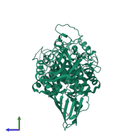 PDB entry 3wkw coloured by chain, side view.
