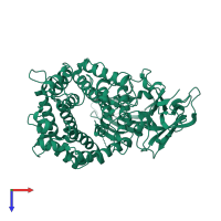 PDB entry 3wkw coloured by chain, top view.