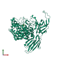 PDB entry 3wkx coloured by chain, front view.