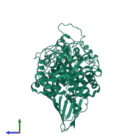 PDB entry 3wkx coloured by chain, side view.