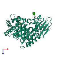 PDB entry 3wkz coloured by chain, top view.