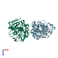 PDB entry 3wl6 coloured by chain, top view.