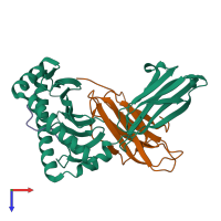 PDB entry 3wl9 coloured by chain, top view.