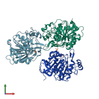 PDB entry 3wla coloured by chain, front view.