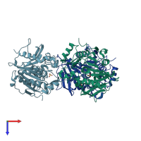 PDB entry 3wla coloured by chain, top view.