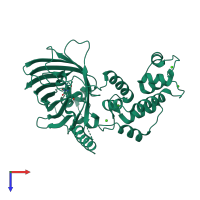 PDB entry 3wlc coloured by chain, top view.