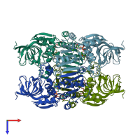 PDB entry 3wle coloured by chain, top view.