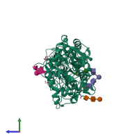 PDB entry 3wlh coloured by chain, side view.