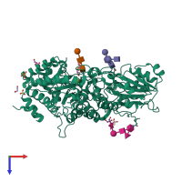 PDB entry 3wlk coloured by chain, top view.