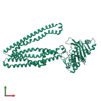 PDB entry 3wme coloured by chain, front view.