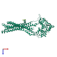 PDB entry 3wme coloured by chain, top view.