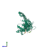 PDB entry 3wmg coloured by chain, side view.