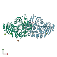 PDB entry 3wmt coloured by chain, front view.