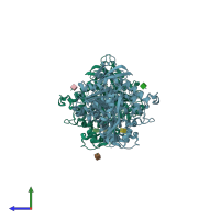 PDB entry 3wmt coloured by chain, side view.