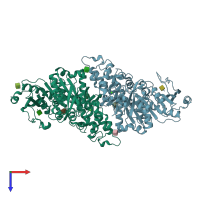 PDB entry 3wmt coloured by chain, top view.
