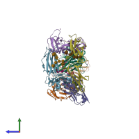 PDB entry 3wn5 coloured by chain, side view.