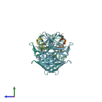 PDB entry 3wn7 coloured by chain, side view.