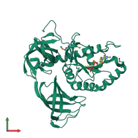 PDB entry 3wnb coloured by chain, front view.