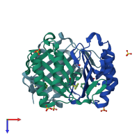 PDB entry 3wnt coloured by chain, top view.