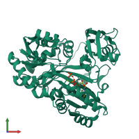 PDB entry 3wnz coloured by chain, front view.