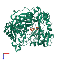 PDB entry 3wnz coloured by chain, top view.