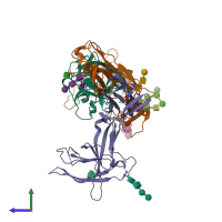 PDB entry 3wo4 coloured by chain, side view.