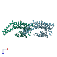 PDB entry 3wo7 coloured by chain, top view.