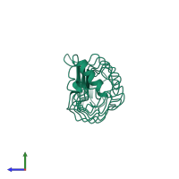 PDB entry 3wo9 coloured by chain, side view.