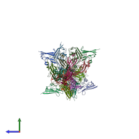 PDB entry 3wof coloured by chain, side view.