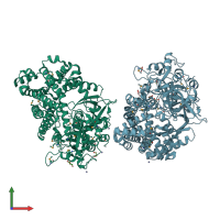 PDB entry 3woi coloured by chain, front view.