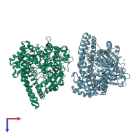 PDB entry 3woi coloured by chain, top view.