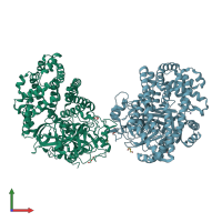 PDB entry 3woj coloured by chain, front view.
