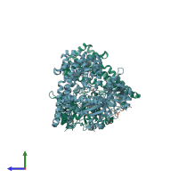 PDB entry 3wok coloured by chain, side view.