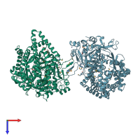 PDB entry 3wok coloured by chain, top view.