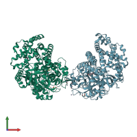 PDB entry 3wol coloured by chain, front view.