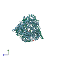 PDB entry 3wol coloured by chain, side view.