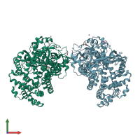 PDB entry 3wom coloured by chain, front view.