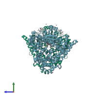 PDB entry 3wom coloured by chain, side view.